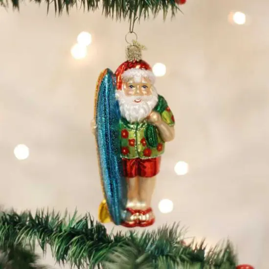 Old World Christmas 5.25 In Surfer Santa Christmas Tree Ornament , Ornament Beach Ocean Multicolored {3}