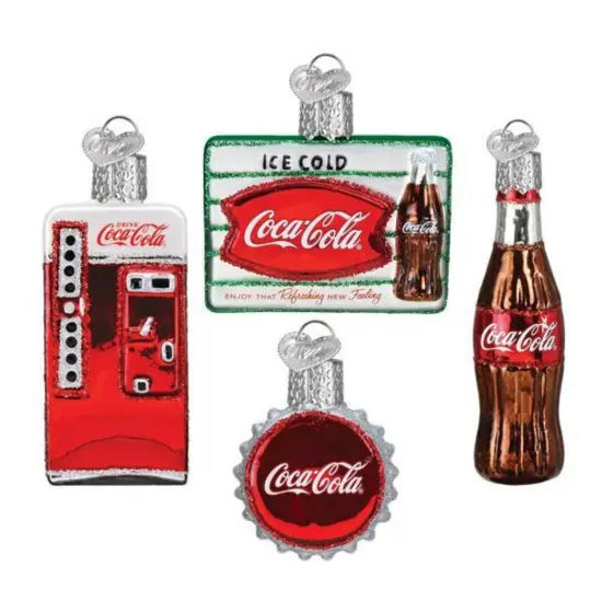 Old World Christmas 3.25 In Coca Cola Mini Diner Set Christmas Tree Ornament , Ice Cold Red {1}