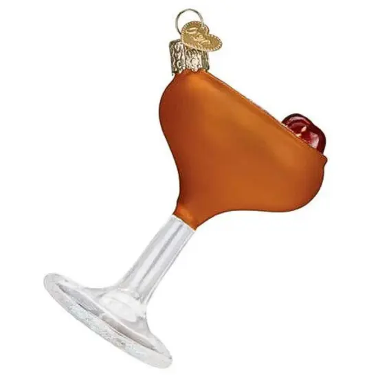 Old World Christmas 3.5 Inch Manhattan Martini Christmas Tree Ornament , Party Drink Cocktail Brown {2}
