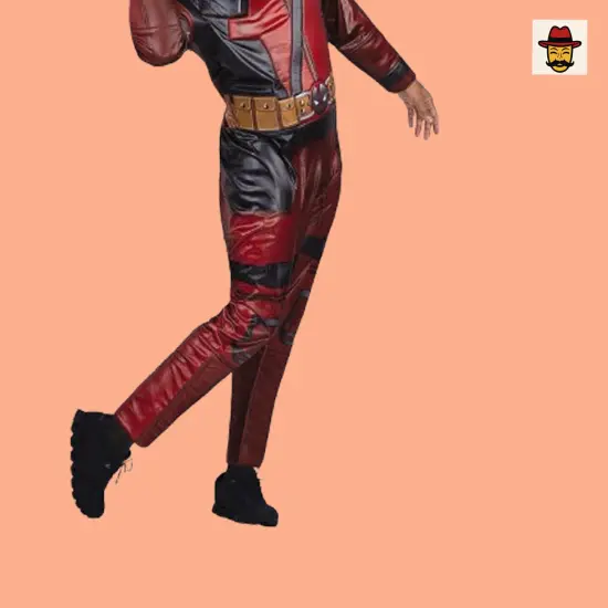 Marvel Deadpool Red Costume Padded Polyester Jumpsuit with Full Face Mask for Cosplay or Halloween {3}