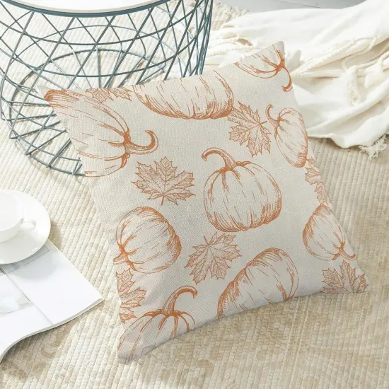 Orange Pumpkin Maple Leaves Throw Pillow Covers {4}