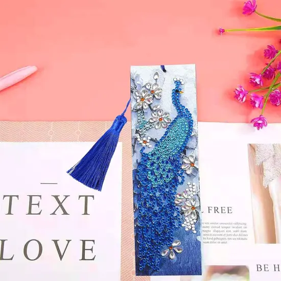 Diamond Painting Tassel Bookmark Art 5D DIY Peacock Kits {2}