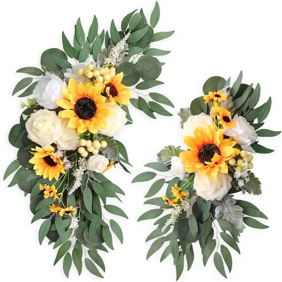Artificial Sunflower Floral Swag Set of 2,Wedding Sign Flower Arrangements Rose {1}