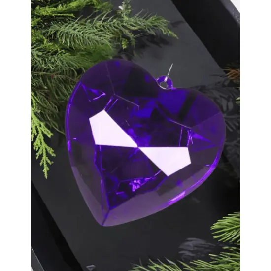 6" Acrylic Heart Jewel Ornament: Purple {3}