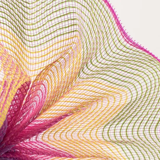 10.5" Faux Jute Wide Stripe Mesh Ribbon: Hot Pink, Lavender, Green, Yellow, Turquoise (10 Yards) {3}