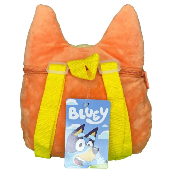 Fast Forward Bluey Bingo Head Plush Shaped Backpack 10 x 13, Orange for Kids {6}