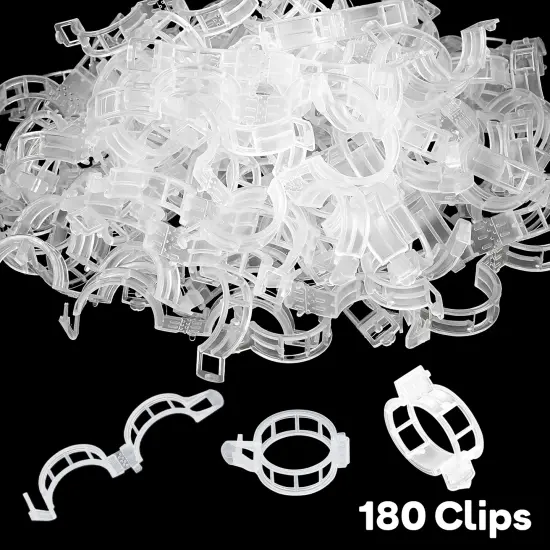 180 Pcs Clear Plastic Plant Support Clips, Garden Trellis Clips for Vegetables, Tomatoes & Climbing Plants to Grow Upright & Healthier {6}
