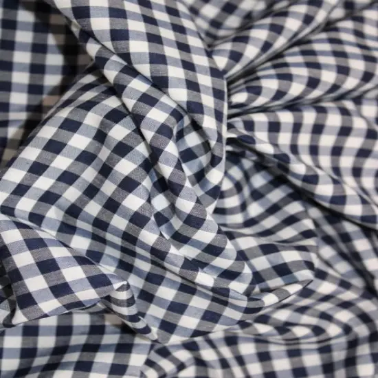 1 Yard Navy Blue 1/8&Prime; Gingham Checkered Poly Cotton Fabric Non-Stretch Dressmaking Cloth 58/59 Inch Wide {1}