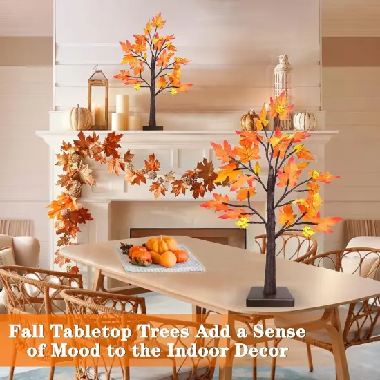 2 Pack Lighted Fall Tree Fall Decor {4}