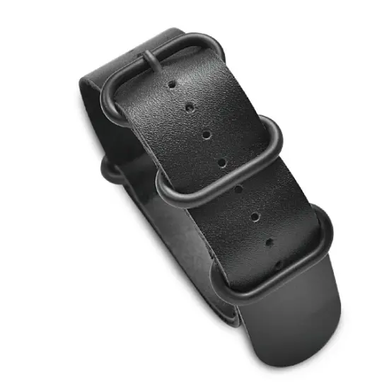 24mm Military MoD Leather Watch Strap PVD - Black {1}
