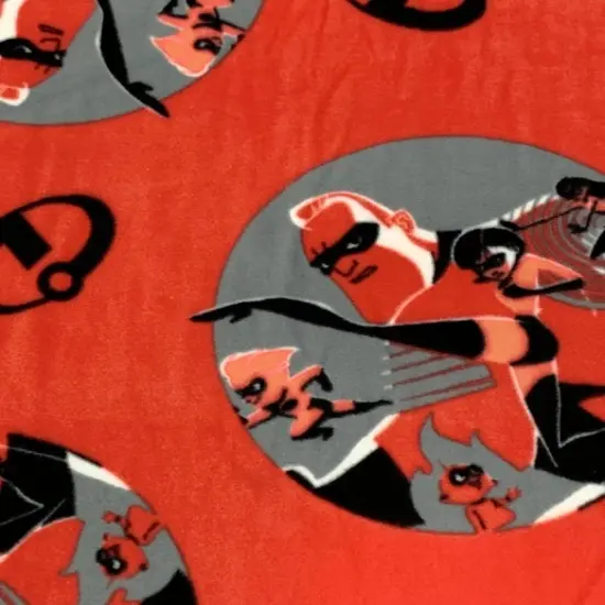 Licensed Disney Pixar Incredibles Red Fleece Fabric by the Yard {1}