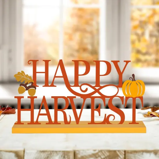 Metal Happy Harvest Sign Fall Decoration {4}