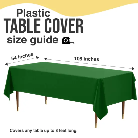 Exquisite 12-Pack Premium Plastic Tablecloth 54in. x 108in. Rectangle Plastic Table Cover Emerald {2}