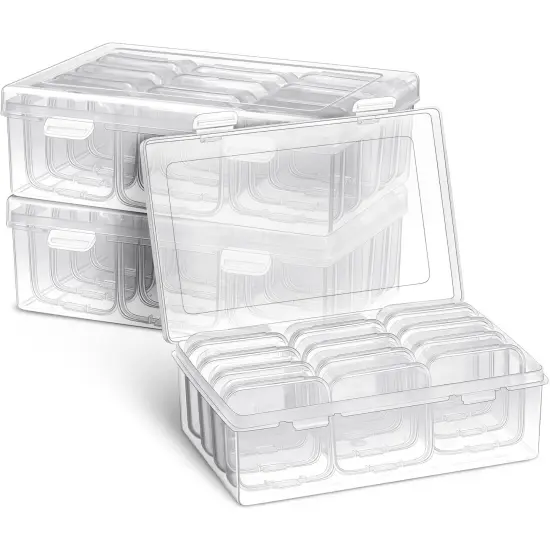 3 Sets Clear Plastic Storage Cases Small Beads Organizer Container Transparent Boxes with Hinged Lid for Small Items with Hinged Lid and Rectangle Clear Craft Supply Cases(2.12 x 2.12 x 0.79 Inches) {3}