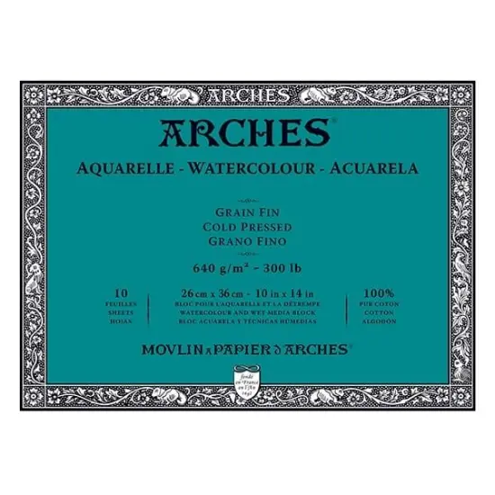 Arches Artist Watercolor Blocks, 300 lb Cold Press 10x14" (10 Sheets) {1}