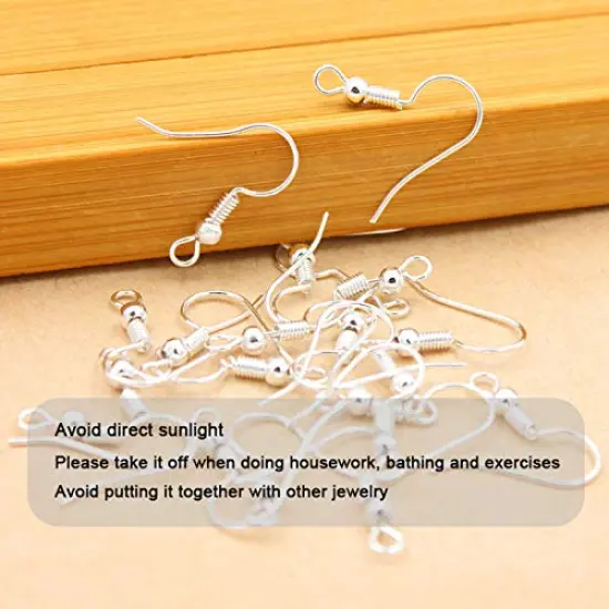 150 PCS/75 Pairs 925 Sterling Silver Earring Hooks ,Ear Wires Fish Hooks,500pcs Hypoallergenic Earring Making kit with Jump Rings and Clear Silicone Backs Stoppers (Silver) {2}