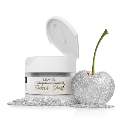 Bakell - Silver Tinker Dust Edible Glitter (5g, 1x Jar) for Food, Desserts, and Beverages! {1}