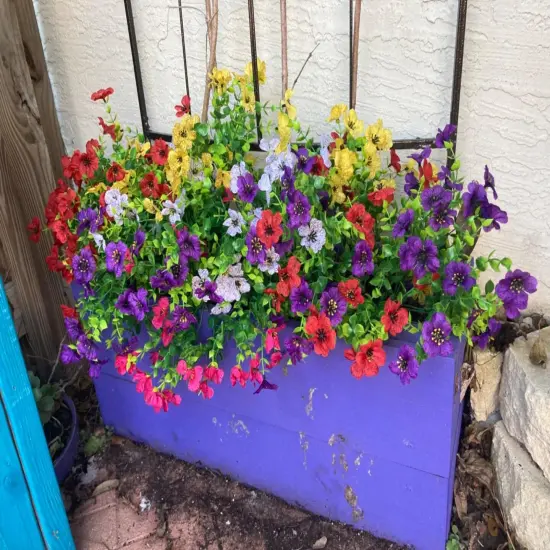 12 bundles Outdoor Artificial Flowers UV Resistant Spring Plants Fake Silk Flowers Greenery Shrubs Plastic Flower Faux Plants for Outside Indoor Decor {6}