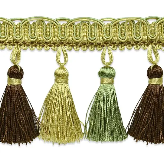 5 yards of Tory Petite Tassel Fringe Trim | 5 yard cut Celadon/Chocolate {1}