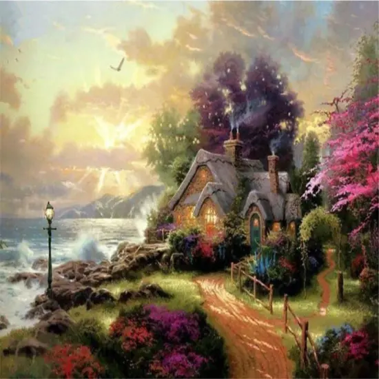 DIY Paint by Numbers for Adults Beginner,Forest Garden Wave 16x20 inches Number Painting Home Decoration Crafts (No Frame) {1}