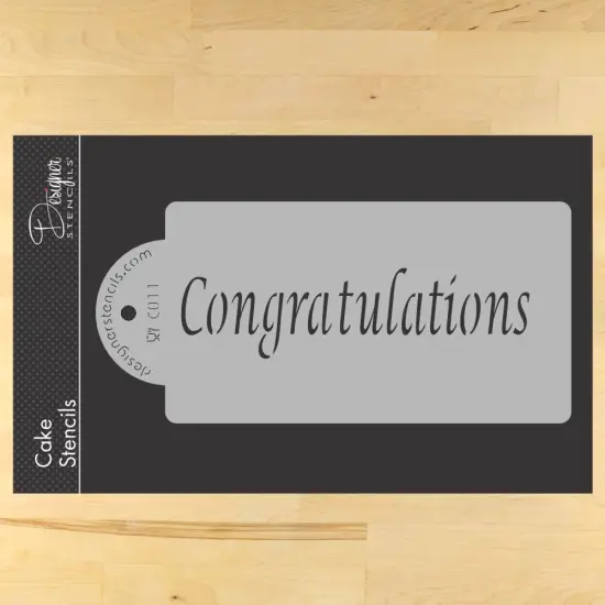 Congratulations Cake Stencil | C011 by Designer Stencils | Stencils for Royal Icing, Airbrush, Dusting Powder | {1}
