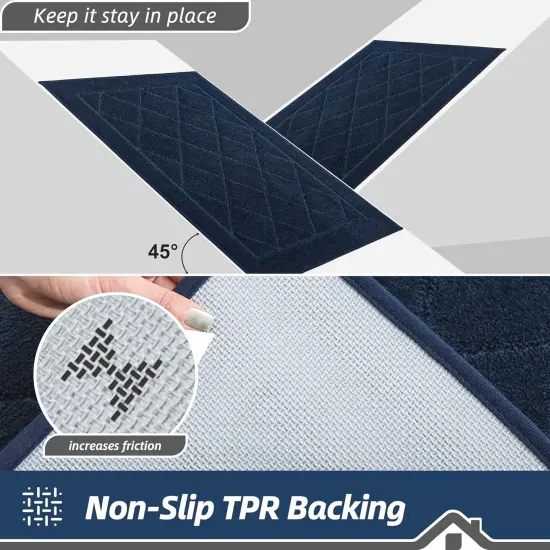 Dirt Trapper Door Mat 20" x 32", Doormat Non-Slip Entryway Rugs Washable, Dog Door Mat Stain Resistant and Absorbent Welcome Floor Mat for Front Back Door, Muddy Wet Shoes & Paws, Navy Blue {3}