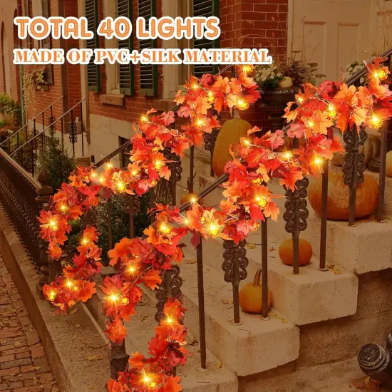 2 Pack Thanksgiving Maple Leaves Garland - Reddish Brown {2}