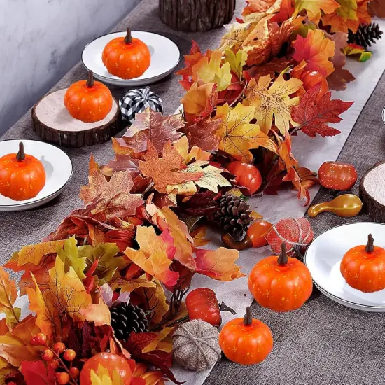 2 Pack Fall Leave Vines and Pumpkins Maple Garland {2}