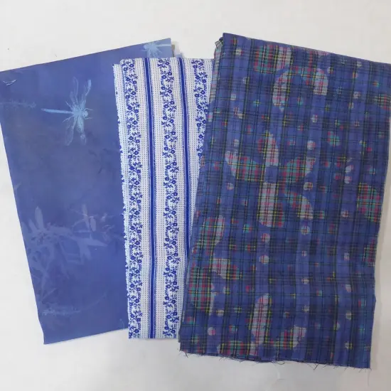 Plaid and Blues Fabrics 2yd 15in Last the Best End of Bolt {1}