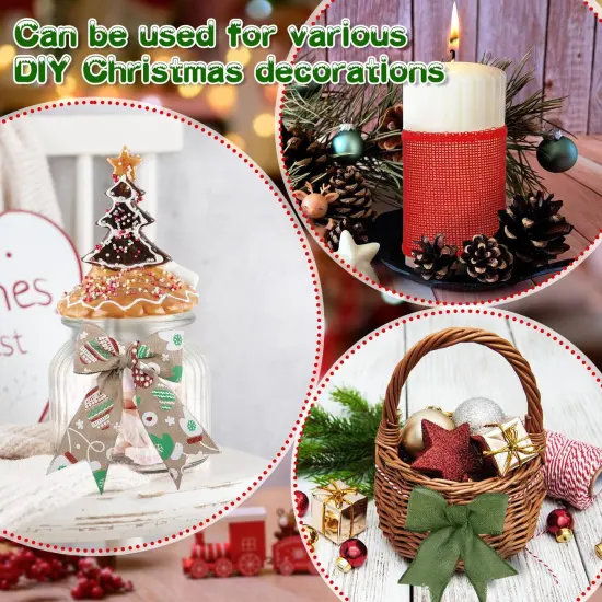 5 Colors Wreaths Burlap Ribbon- Total 27.3yards Christmas Xmas Wired Edge Ribbon for Gift Wrapping Bows Rustic Crafts Supplies Weddings Holiday Decorations - 2.4in Wide {2}