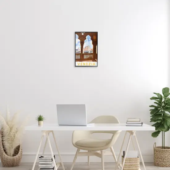 Stupell Industries Venezia Architecture with Boats View Framed Giclee By PIDDIX {8}