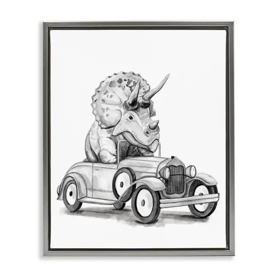 Stupell Industries Triceratops in Hot Rod Floating Frame By Rachel Nieman {1}
