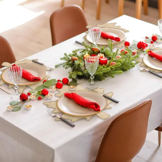 Set of 6 Fall Placemats Autumn Maple Leaf Place Mats(Natural) {4}