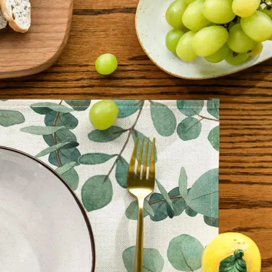 Eucalyptus Leaves Summer Placemats for Dining Table(green) {6}