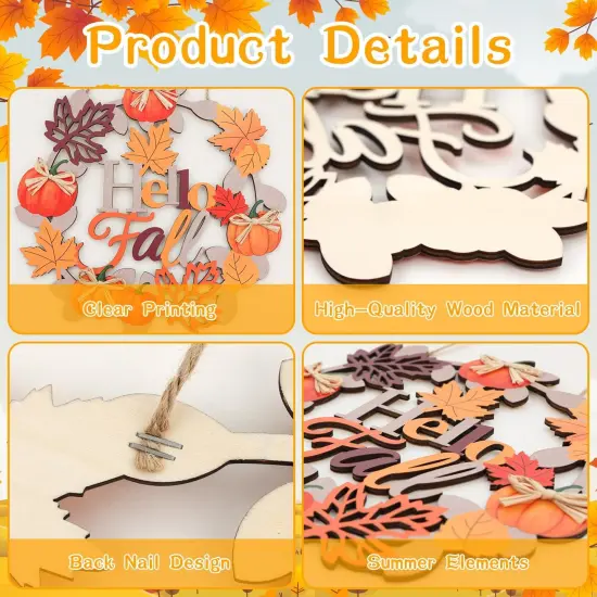Hello Fall Wreaths Wooden Welcome Signs (Multicolor) {6}