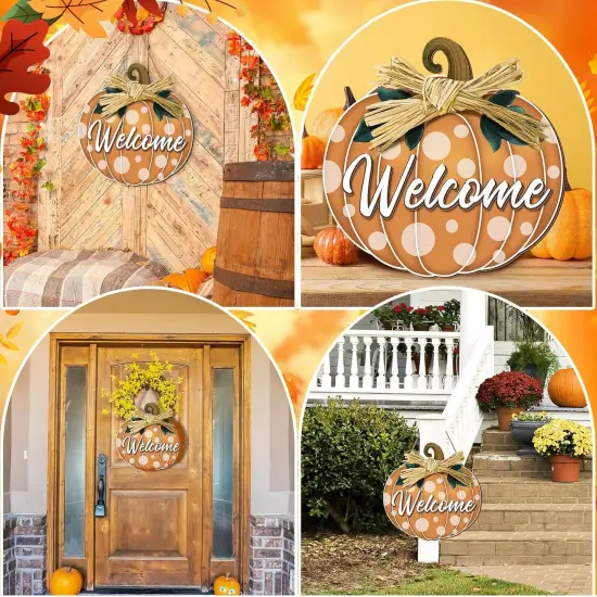 Fall Door Decor Pumpkin Welcome Sign (Pumpkin) {3}