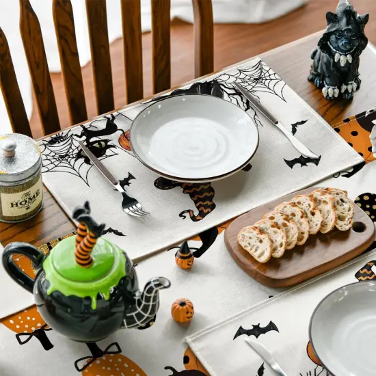 Ghost Halloween Placemats Set of 4(Black/Beige) {3}