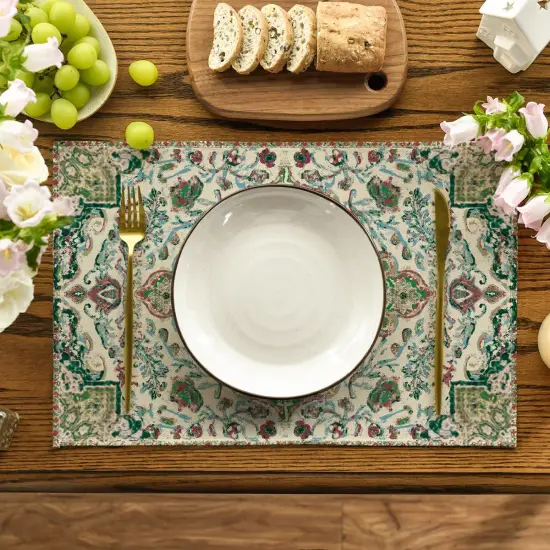 Set of 4 Green Boho Placemats - 12x18 Inch {2}