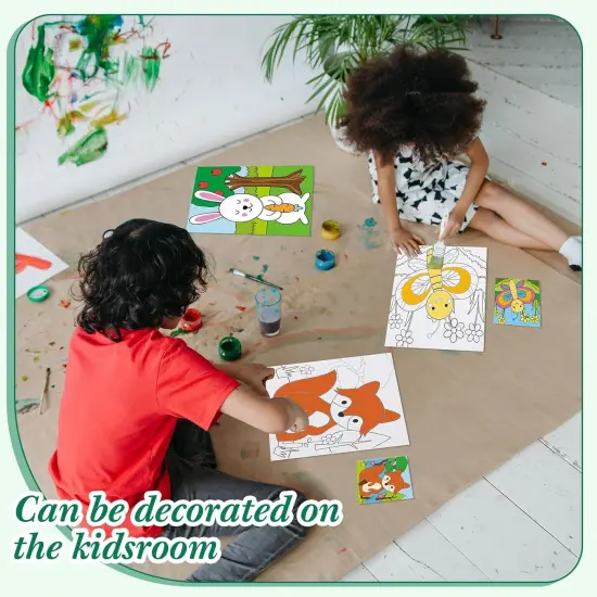 24 Pcs Pre Drawn Canvas for Painting for Adult Pre Printed Canvas Bulk Sip and Paint Kit (Jungle Animal,8 x 10 Inch) {4}