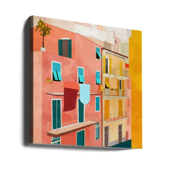 Little Italy Houses Square 24x24 Canvas - Corporate Office Art {1}
