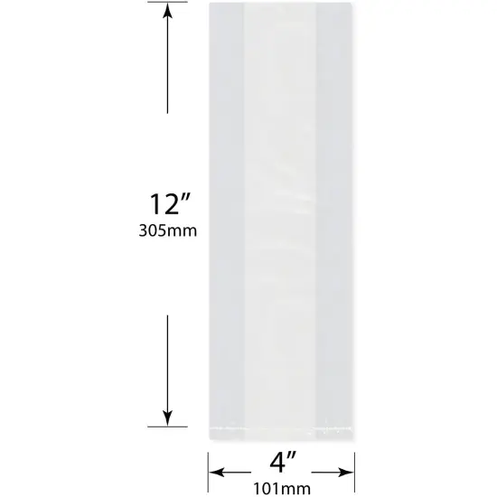 Plymor 4" x 2" x 12" (Pack of 100), 2 Mil Gusseted Plastic Bags {3}