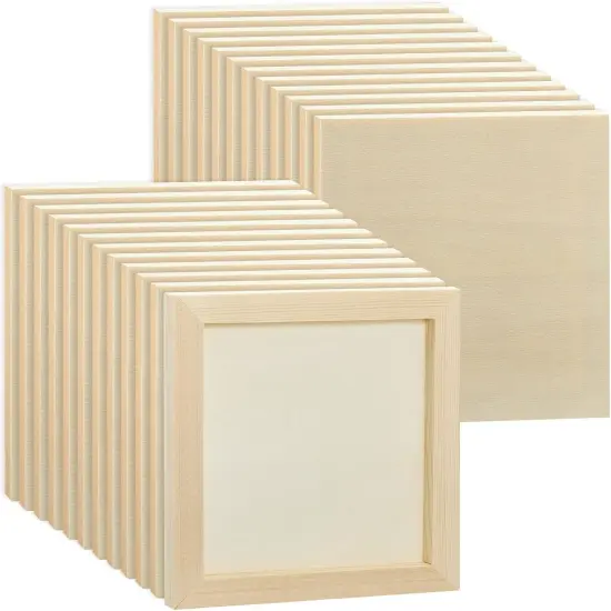 24 Pcs 6 x 6 Inch Pine Wood Panel Boards Unfinished Square Wood Painting {1}