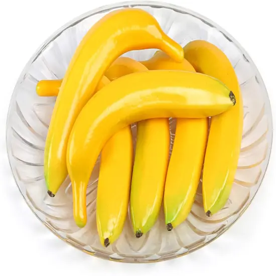 6pcs Artificial Lifelike Simulation Yellow Bananas Fake Fruit, 7.5X 1.25 Inches {1}