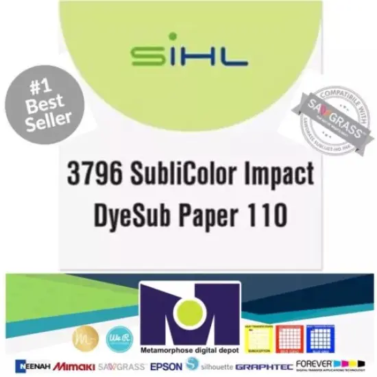 Sihl SubliColor IMPACT Dye Sub Paper 8.5&rdquo;x11&rdquo; For Ricoh/Virtuoso/Sawgrass/Epson Sheets Pack {5}