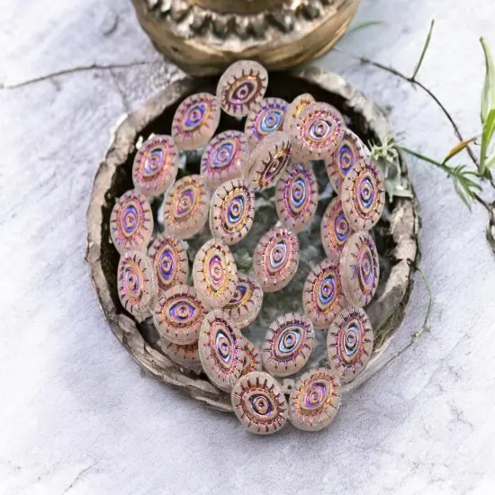 *10* 14x11mm Metallic Volcano Washed Matte Crystal Mystic Eye Beads {3}