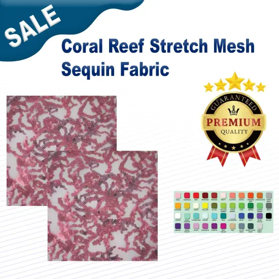 Coral Reef Stretch Mesh Sequin Fabric {2}