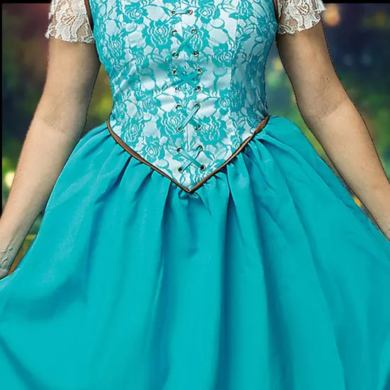 Ouat Belle Adult Halloween Costume With Blue Dress And Teacup Purse {4}