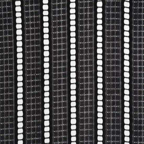 1 Yard Black Corded Lace Fabric Squares Stripes Sheer Nylon Rayon Lightweight Drape 52 Inch Width {3}