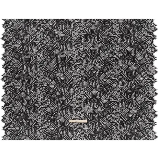 1 Yard Black Raschel Lace Fabric Geometry Leaves Organic Edge Sheer Nylon 54 Inch Width {4}