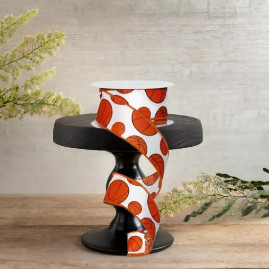 1.5" Basketball Ribbon: Orange & Black (10 Yards) {2}